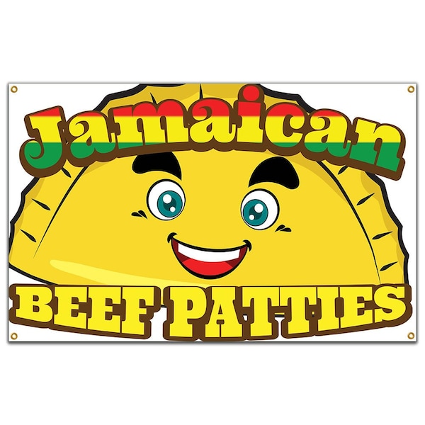 Signmission Jamaican Beef Patties Banner Concession Stand Food Truck Single Sided B-96 Jamaican Beef Patties19 - main